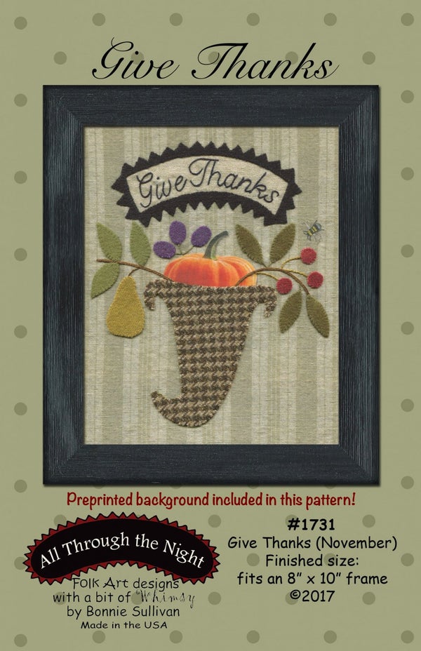 KITATTNCOMPLETE, Block of the month kit including all 12 months, Patterns, Pre-printed background fabric, Applique Woolies, Steam a seam and DMC