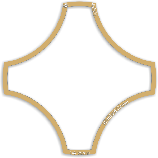 BRIMFIELDCENTER-WIND025, Brimfield Block, windowed Center Acrylic template 1/4"