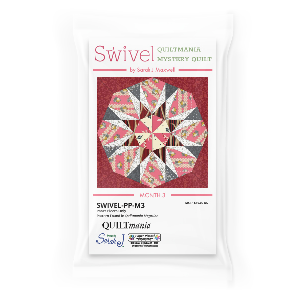 SWIVEL-PP-M3, Swivel QuiltMania Mystery Quilt, Month 3 Paper Pieces: Makes 2 Blocks