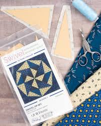 SWIVEL-ACR-M5, Swivel Mystery Quilt Acrylic Fabric Cutting Templates with 1/4" Seams and Marking Holes, month 5