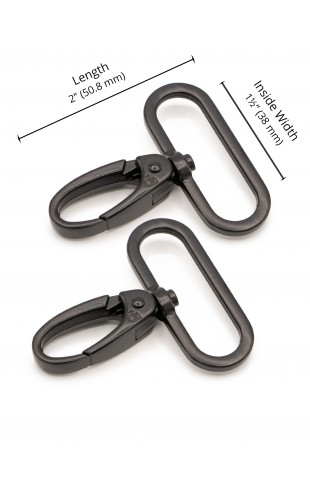 HAR1.5-SW-BM-TWO, 1½" SWIVEL SNAP HOOK - SET OF TWO (Black Metal) ByAnnie