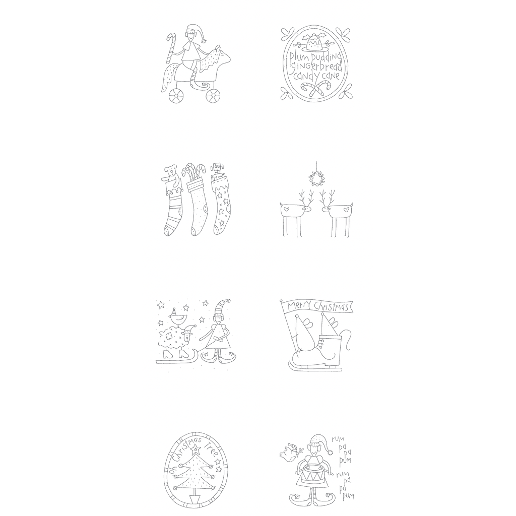 DVW3301-PANEL, 2GZ-DV3301-PANEL, Make Ready For Christmas, 16 pre-printed Linen stitcheries By Nathalie Bird (30 x 140 cm)