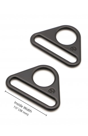 HAR1.5-TR-BM-TWO, 1½" TRIANGLE RING - FLAT, SET OF TWO (Black Metal) ByAnnie