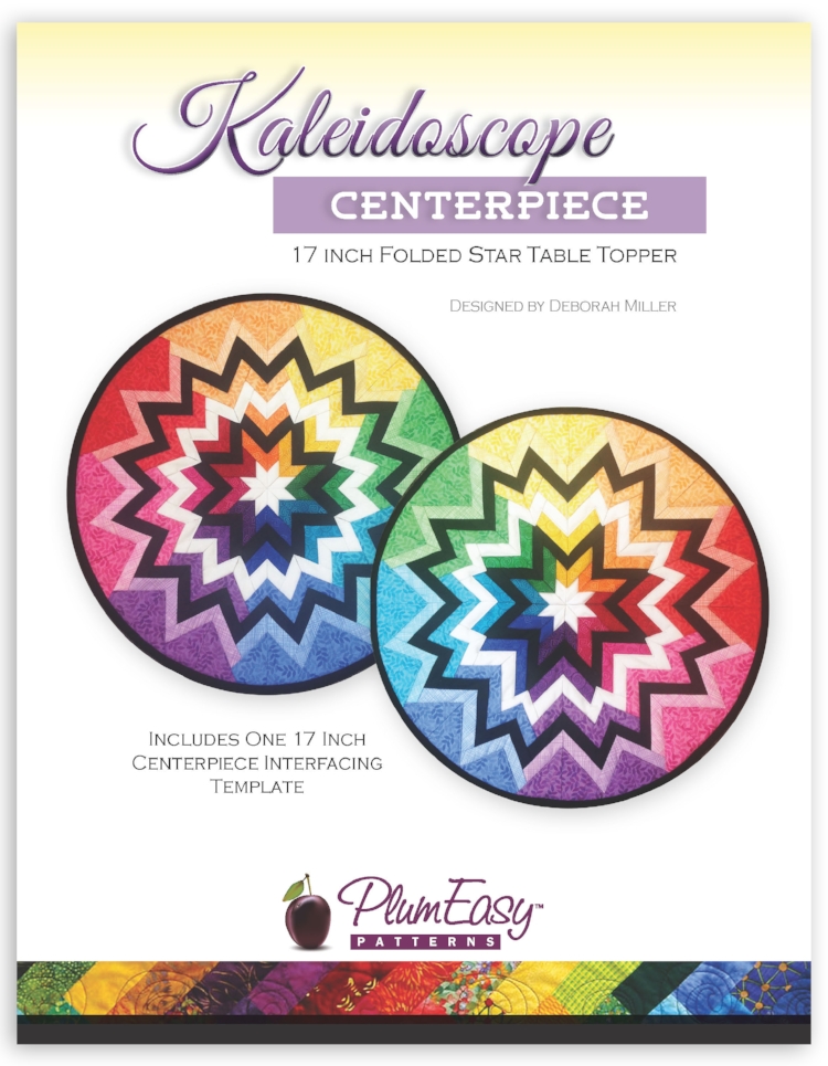 PEP127, Kaleidoscope Centerpiece 17-inch folded star table topper, by Plum Easy Patterns