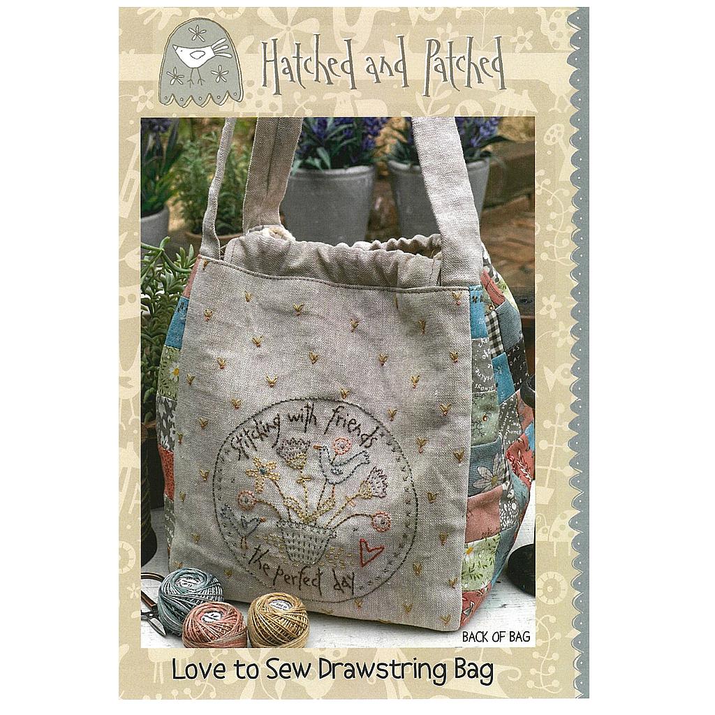 B029, Love to Sew Drawstring Bag, Pattern by Anni Downs Hatched and Patched