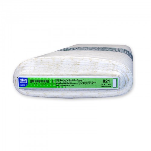 Quilter's Grid On-Point™ is een opstrijkbare niet-geweven stof met 1" bedrukt raster op de punt (diagonaal) voor precisiewerk van quiltprojecten. Het is handig bij het maken van wandkleden en quilts die gebruik maken van uitgesneden stukken stof. Het maakt het rangschikken van stoffen gemakkelijk zonder de moeite van spelden.