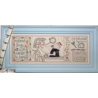 TBH-D290, My Heart Sings (3.5"x 10") Preprinted Fabric and Pattern