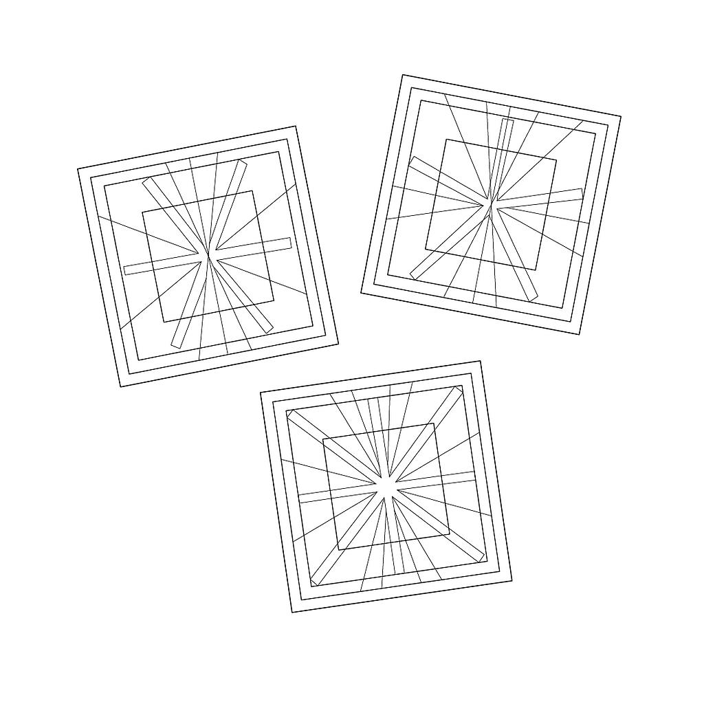 3 pc Mini 4.5" Cross Hair Square Set includes 5 Point, 6 Point, and 8 Point.(CHR-M-S3)