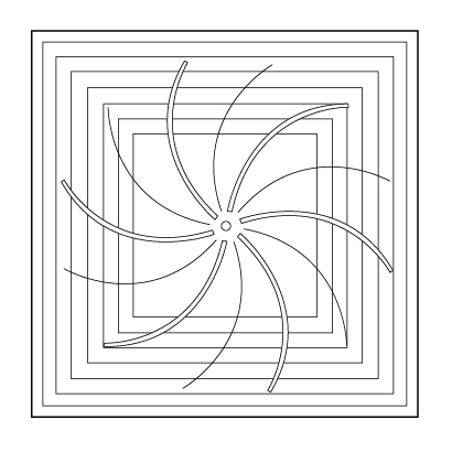 12.5" CROSSHAIR SQ RULER - SPIRAL MARKING WITH 6 &12 POINTS..(CHRS-6-12.5) 