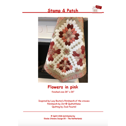 Pattern, Flowers in Pink Quilt by Jet finished size 26" x 26"