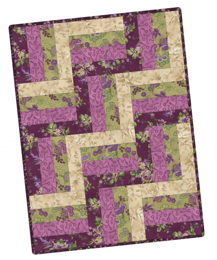 SALE! Aubergine, Pre-cut Rail Fence Quilt (24"x 32", 12 blocks)