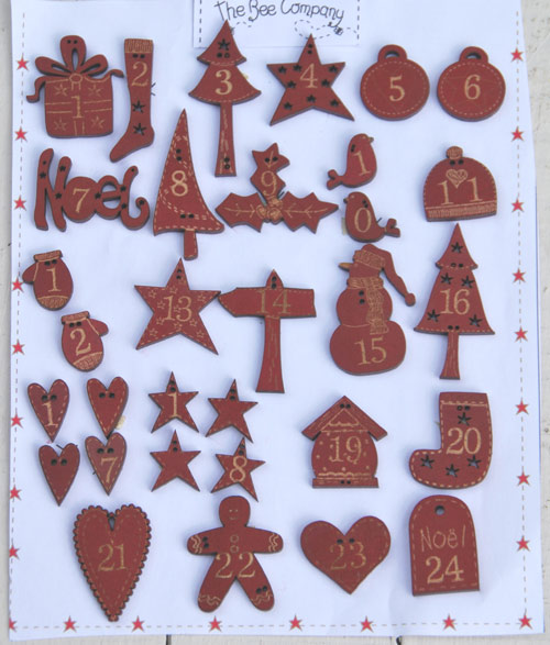 Les Boutis de Lucie 24 small Adventcalendar buttons - Red