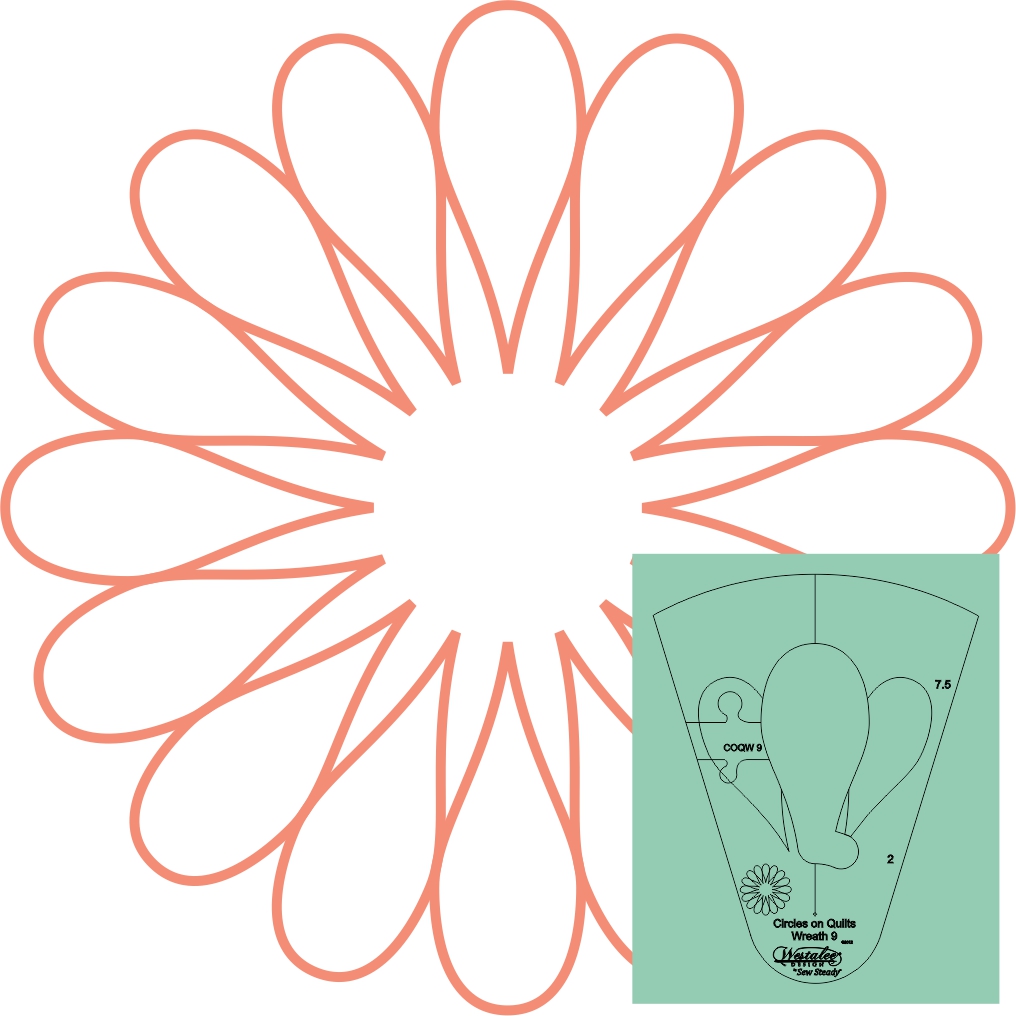 WT-COQW9-HS, Circles on Quilts WREATH #18 TEMPLATE, High Shank