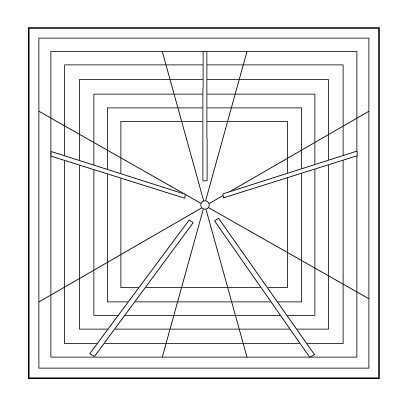 8.5" CROSS HAIR SQUARE - 5 POINT ..Ruler 5 (72°), 10 (36°), or 20 (18°) reference lines (CHR-5-8.5)